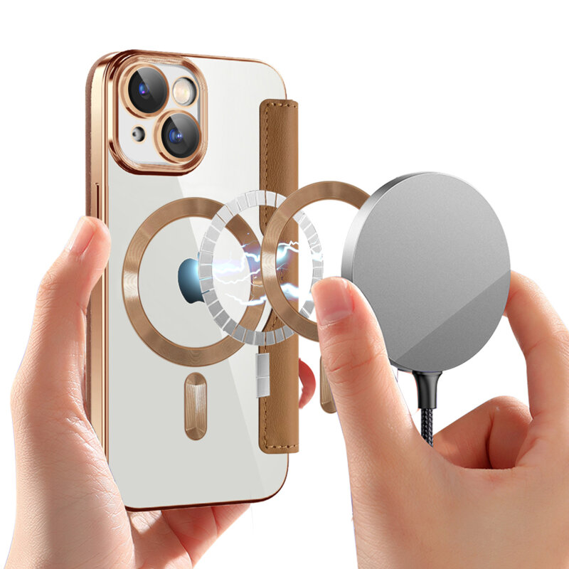 Husa iPhone 15 Techsuit SmartMag Book Case, maro