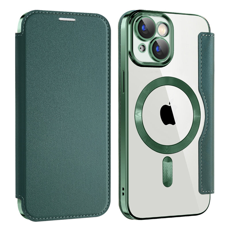 Husa iPhone 15 Techsuit SmartMag Book Case, verde