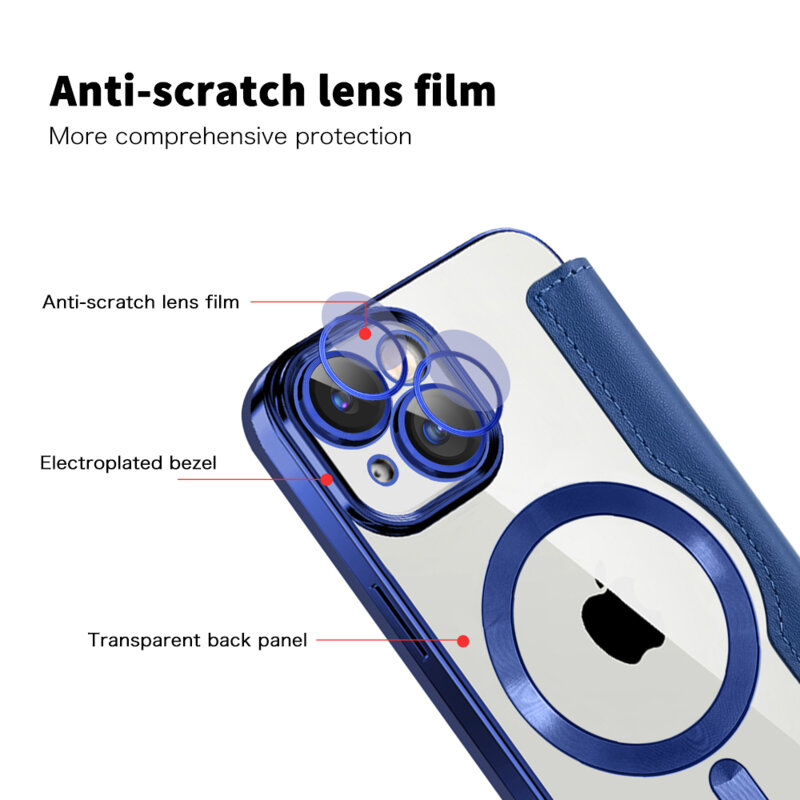 Husa iPhone 15 Techsuit SmartMag Book Case, albastru