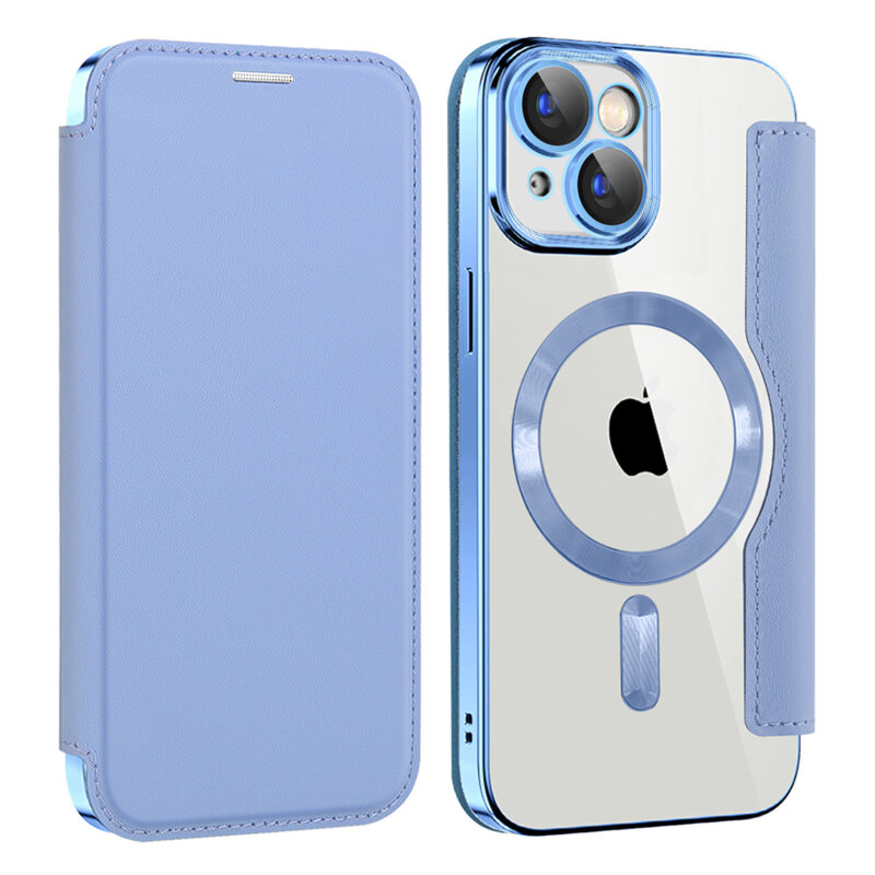 Husa iPhone 15 Techsuit SmartMag Book Case, bleu