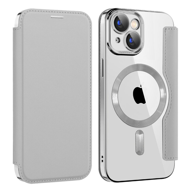 Husa iPhone 15 Techsuit SmartMag Book Case, gri