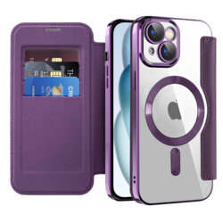 Husa iPhone 15 Techsuit SmartMag Book Case, mov