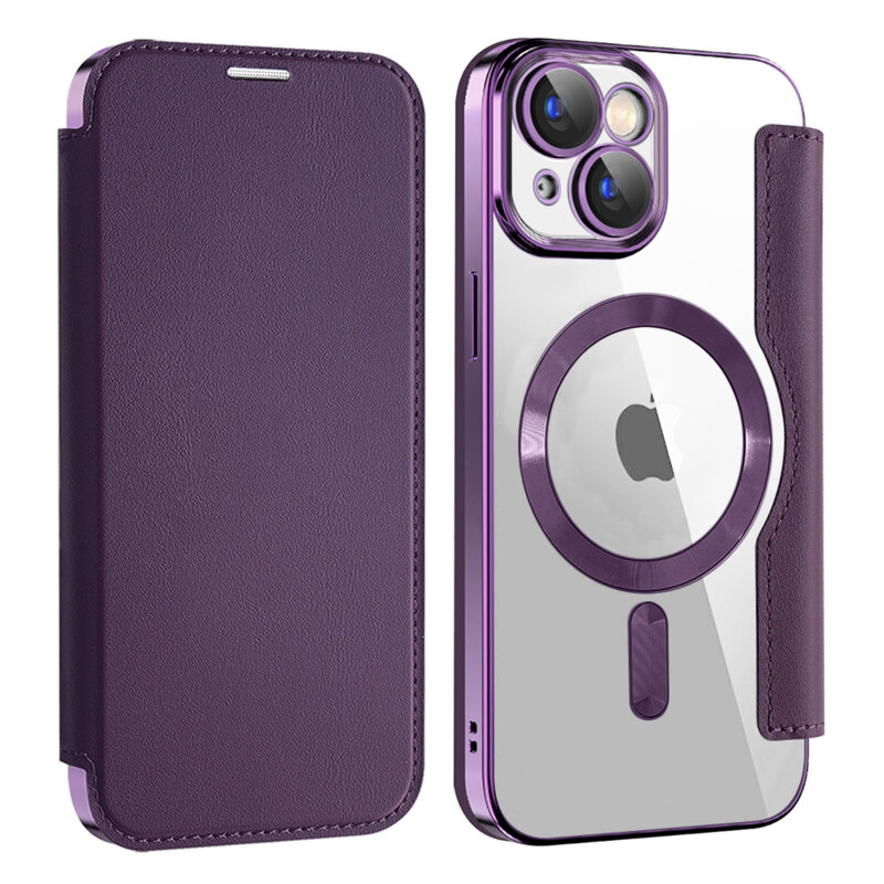 Husa iPhone 15 Techsuit SmartMag Book Case, mov