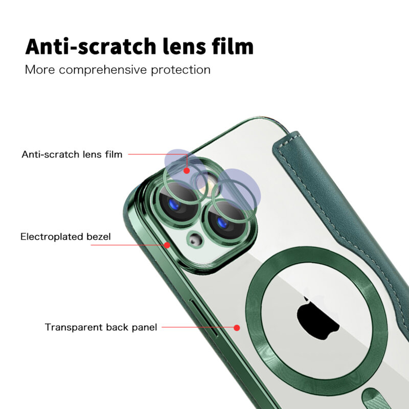 Husa iPhone 15 Plus Techsuit SmartMag Book Case, verde