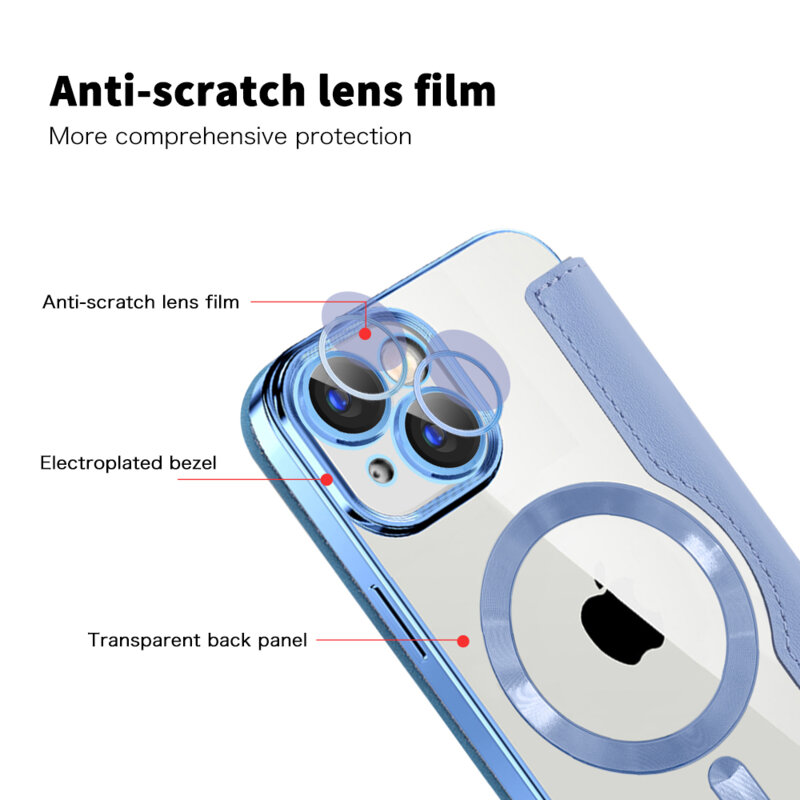 Husa iPhone 15 Plus Techsuit SmartMag Book Case, bleu