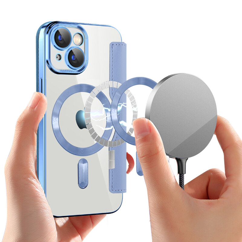 Husa iPhone 15 Plus Techsuit SmartMag Book Case, bleu