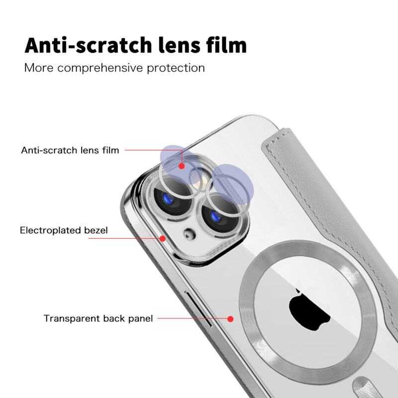 Husa iPhone 15 Plus Techsuit SmartMag Book Case, gri