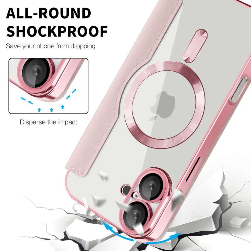 Husa iPhone 16 Techsuit SmartMag Book Case, roz