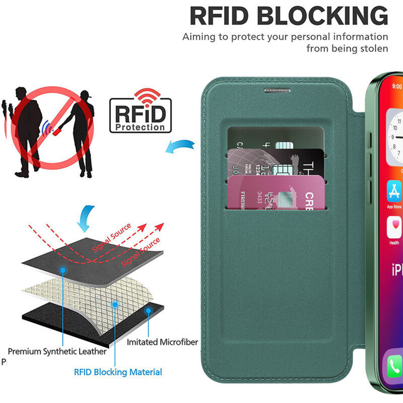 Husa iPhone 16 Techsuit SmartMag Book Case, verde