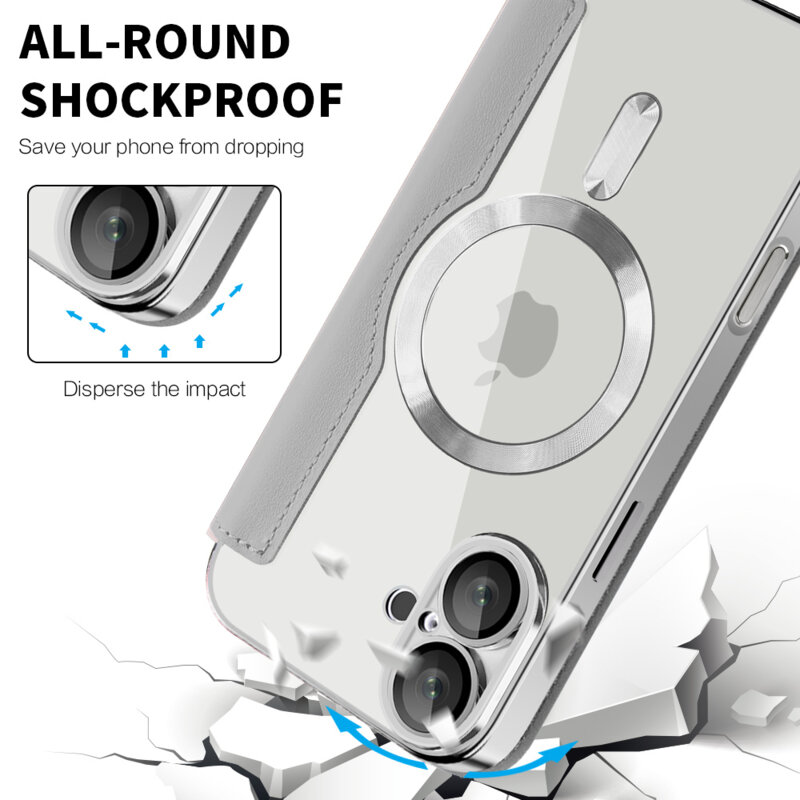 Husa iPhone 16 Techsuit SmartMag Book Case, gri