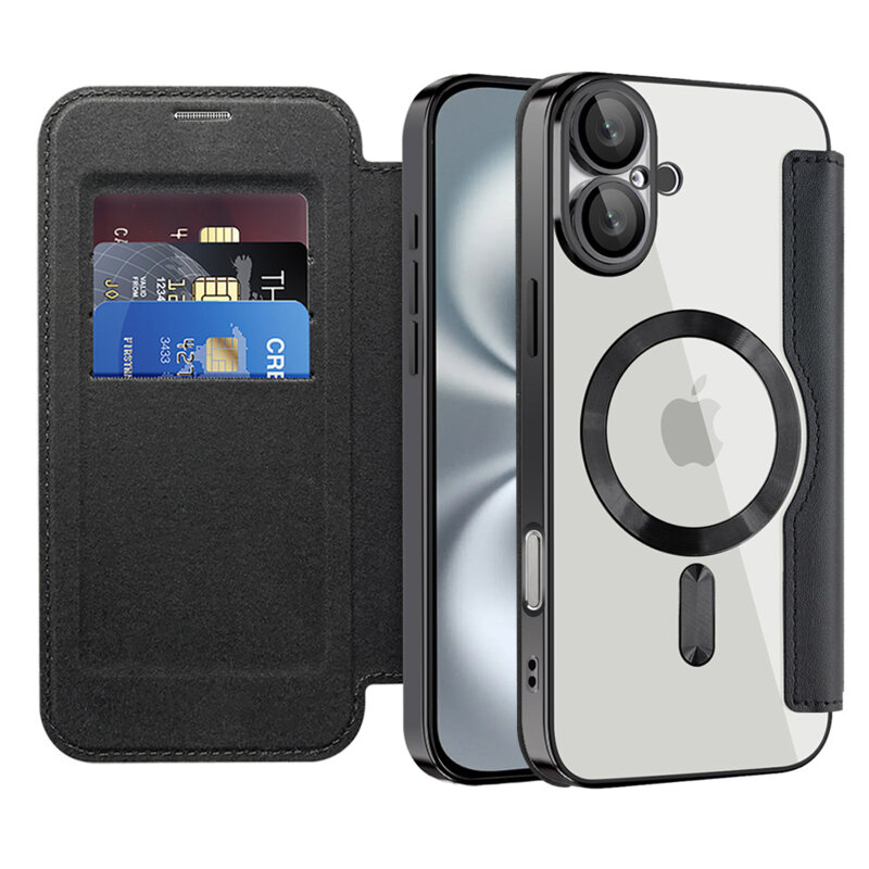 Husa iPhone 16 Plus Techsuit SmartMag Book Case, negru