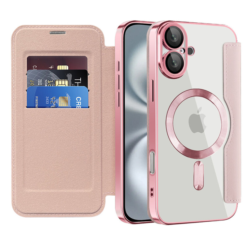 Husa iPhone 16 Plus Techsuit SmartMag Book Case, roz