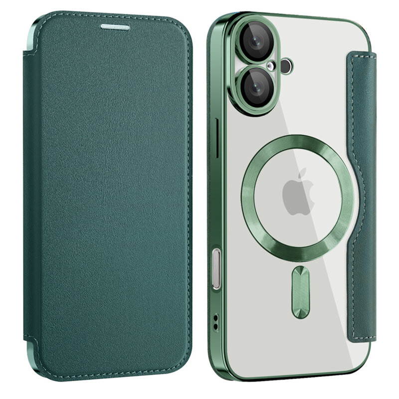 Husa iPhone 16 Plus Techsuit SmartMag Book Case, verde