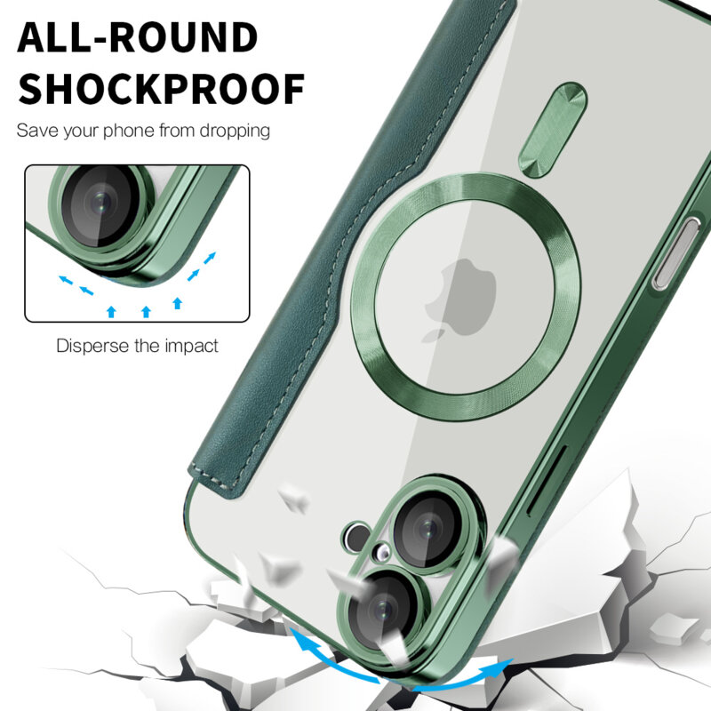 Husa iPhone 16 Plus Techsuit SmartMag Book Case, verde