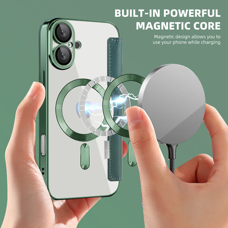 Husa iPhone 16 Plus Techsuit SmartMag Book Case, verde