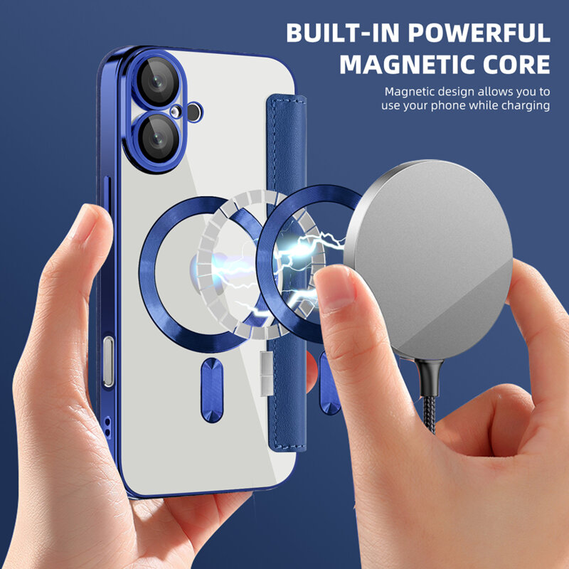 Husa iPhone 16 Plus Techsuit SmartMag Book Case, albastru