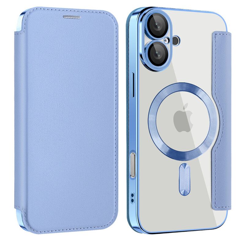 Husa iPhone 16 Plus Techsuit SmartMag Book Case, bleu