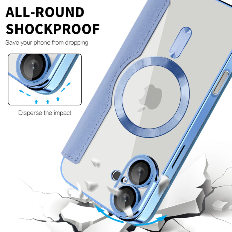 Husa iPhone 16 Plus Techsuit SmartMag Book Case, bleu