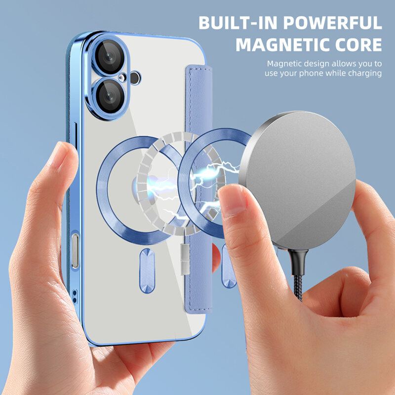 Husa iPhone 16 Plus Techsuit SmartMag Book Case, bleu