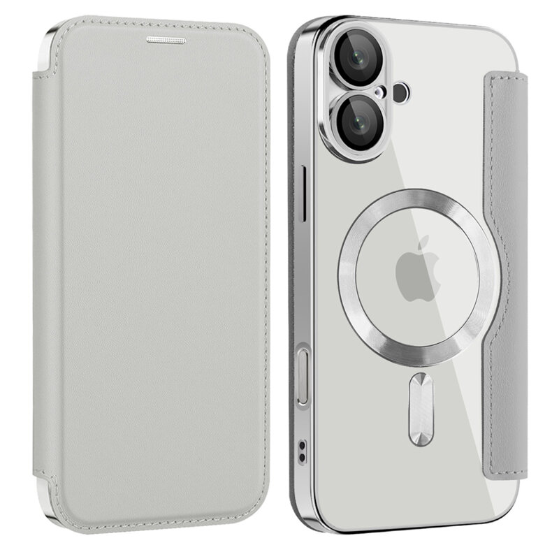 Husa iPhone 16 Plus Techsuit SmartMag Book Case, gri