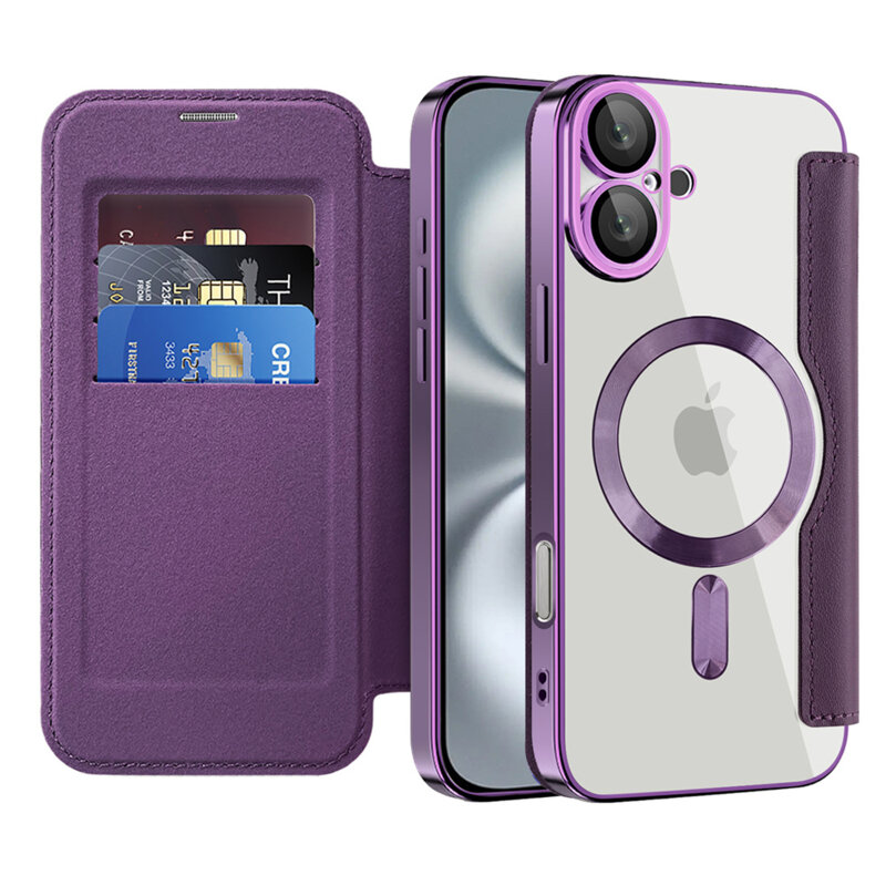 Husa iPhone 16 Plus Techsuit SmartMag Book Case, mov