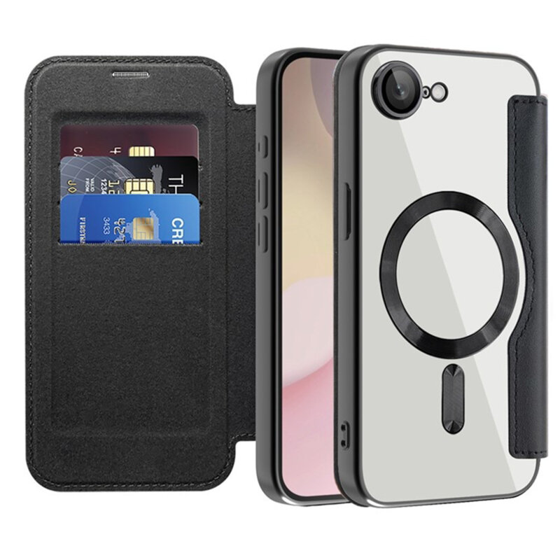 Husa iPhone 16e Techsuit SmartMag Book Case, negru