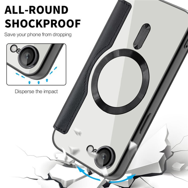 Husa iPhone 16e Techsuit SmartMag Book Case, negru