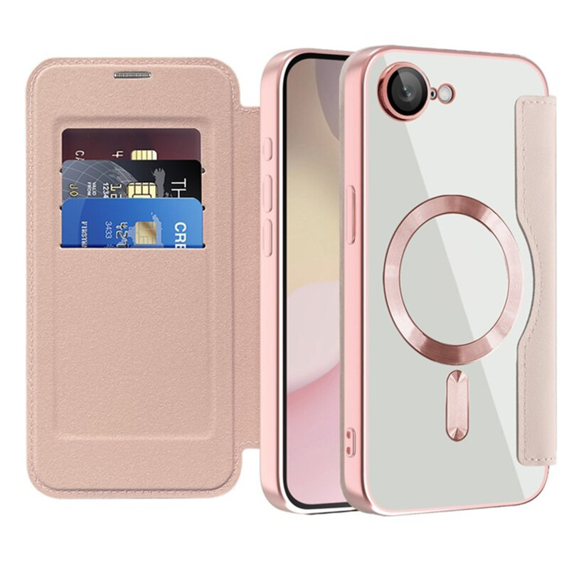 Husa iPhone 16e Techsuit SmartMag Book Case, roz