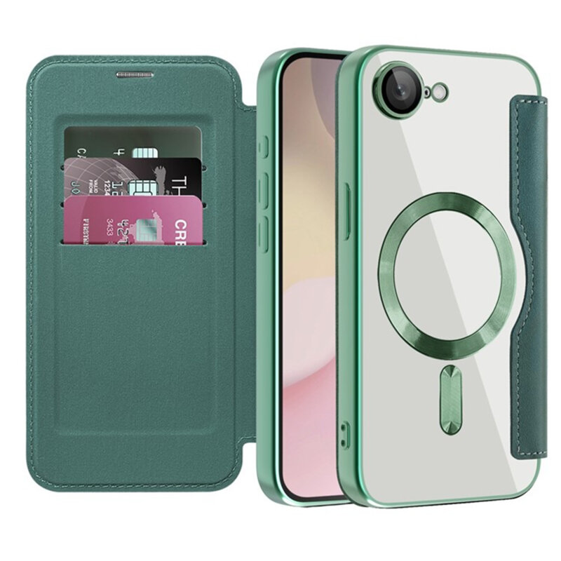 Husa iPhone 16e Techsuit SmartMag Book Case, verde