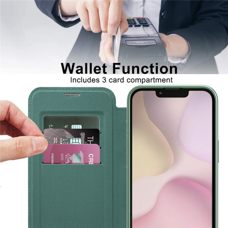 Husa iPhone 16e Techsuit SmartMag Book Case, verde