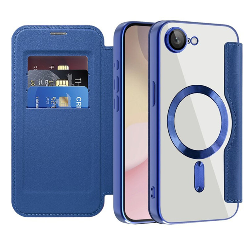 Husa iPhone 16e Techsuit SmartMag Book Case, albastru