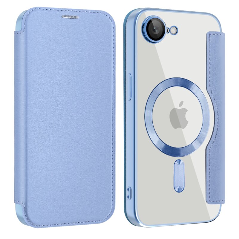 Husa iPhone 16e Techsuit SmartMag Book Case, bleu
