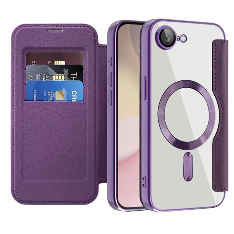 Husa iPhone 16e Techsuit SmartMag Book Case, mov