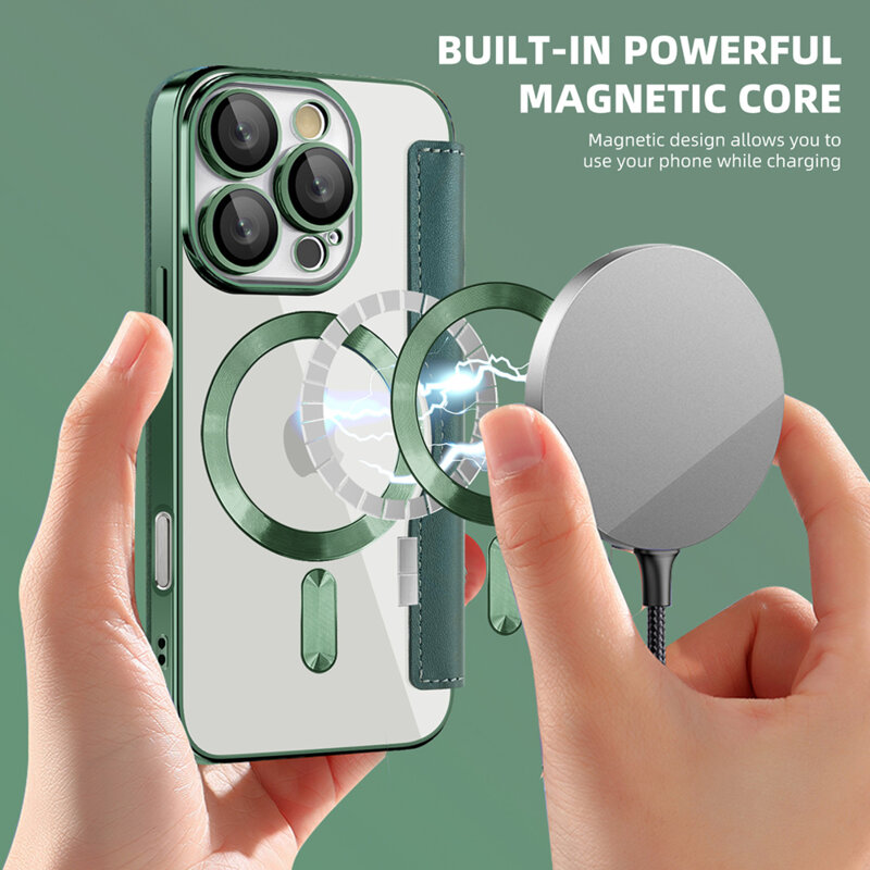 Husa iPhone 16 Pro Techsuit SmartMag Book Case, verde