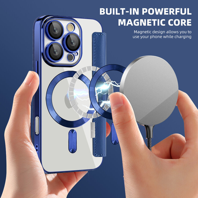 Husa iPhone 16 Pro Techsuit SmartMag Book Case, albastru