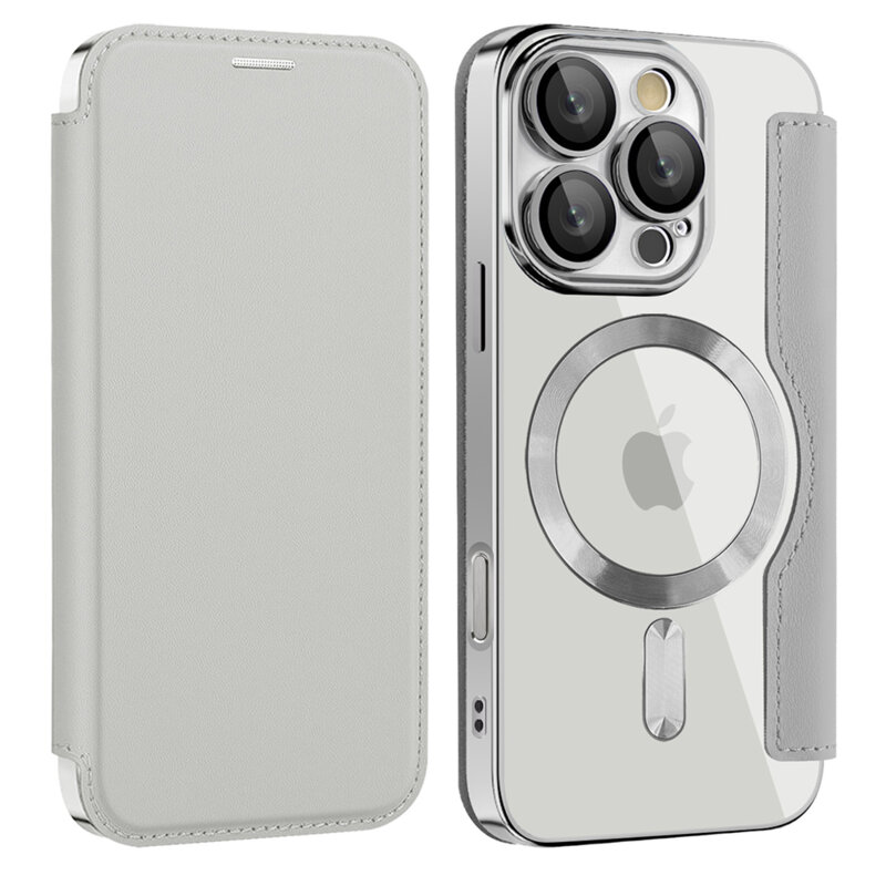 Husa iPhone 16 Pro Techsuit SmartMag Book Case, gri