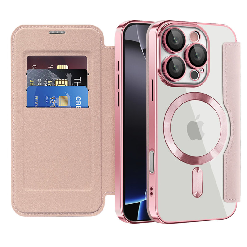 Husa iPhone 16 Pro Max Techsuit SmartMag Book Case, roz