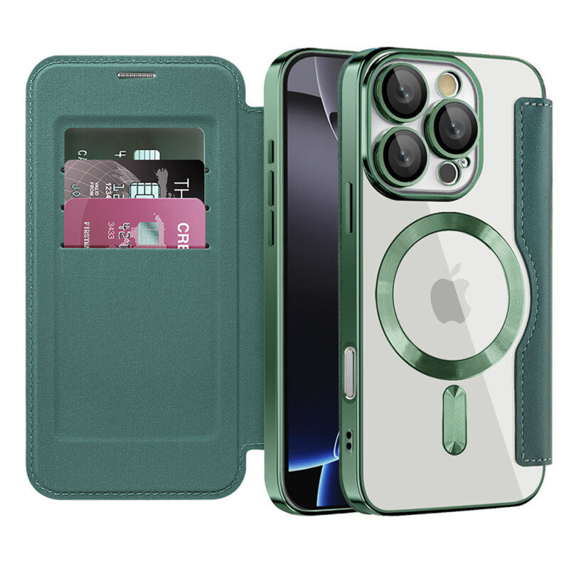 Husa iPhone 16 Pro Max Techsuit SmartMag Book Case, verde