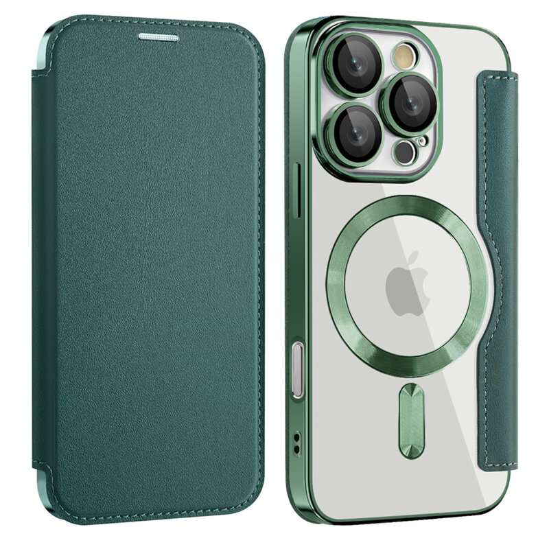 Husa iPhone 16 Pro Max Techsuit SmartMag Book Case, verde