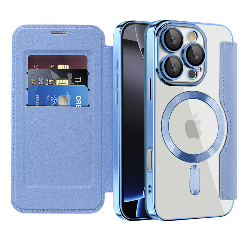 Husa iPhone 16 Pro Max Techsuit SmartMag Book Case, bleu