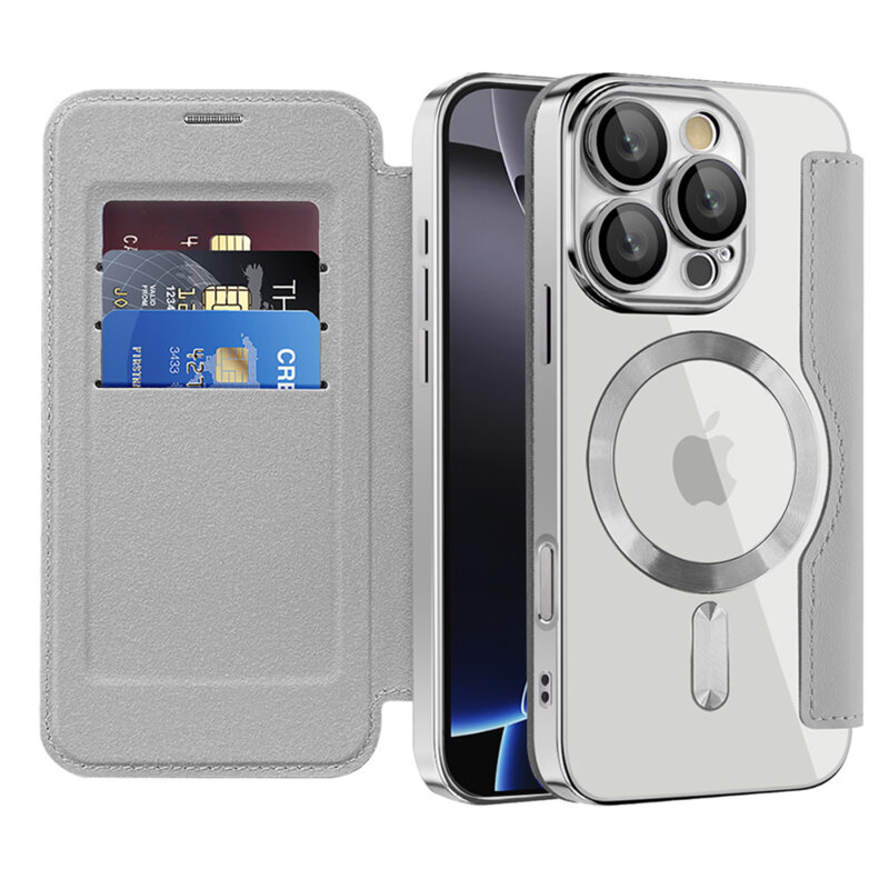 Husa iPhone 16 Pro Max Techsuit SmartMag Book Case, gri
