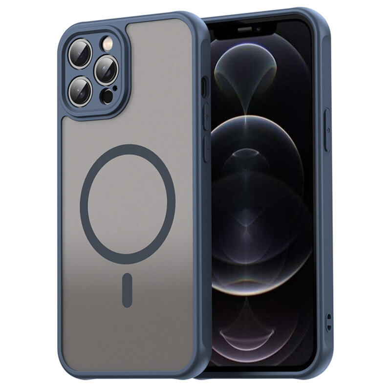 Husa iPhone 12 Pro Max Techsuit HaloFrost II MagSafe, bleumarin
