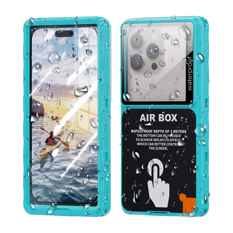 Husa impermeabila universala 6.9 inch ShellBox AirBox Waterproof IP68, albastru