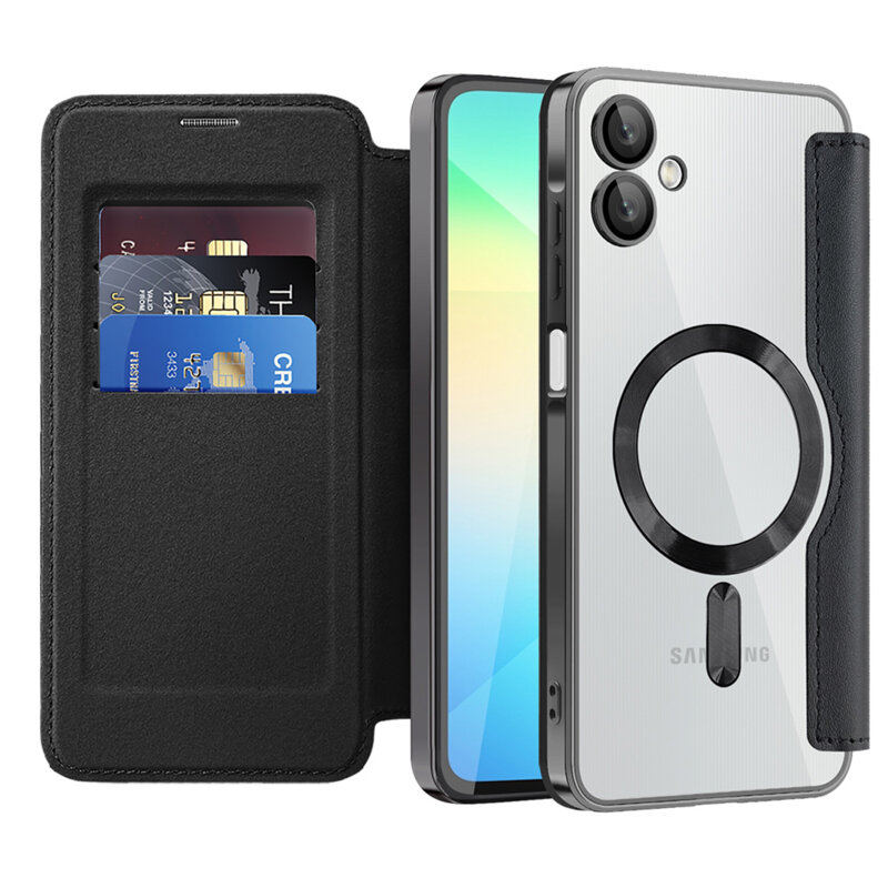 Husa Samsung Galaxy A06 Techsuit SmartMag Book Case, negru