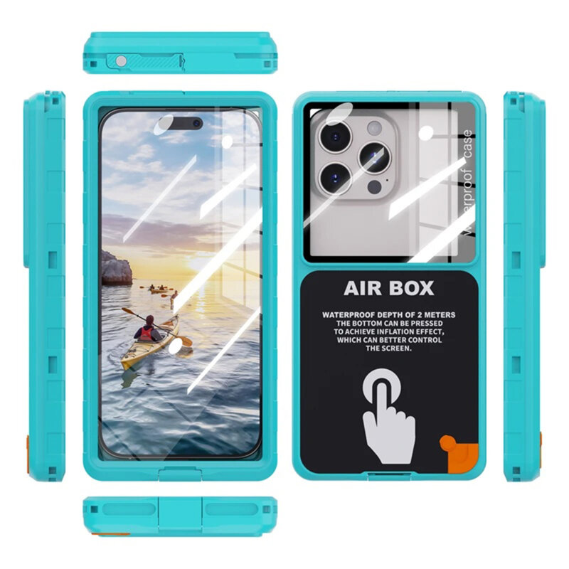 Husa impermeabila universala 6.9 inch ShellBox AirBox Waterproof IP68, albastru