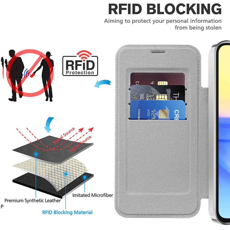 Husa Samsung Galaxy A15 4G Techsuit SmartMag Book Case, gri