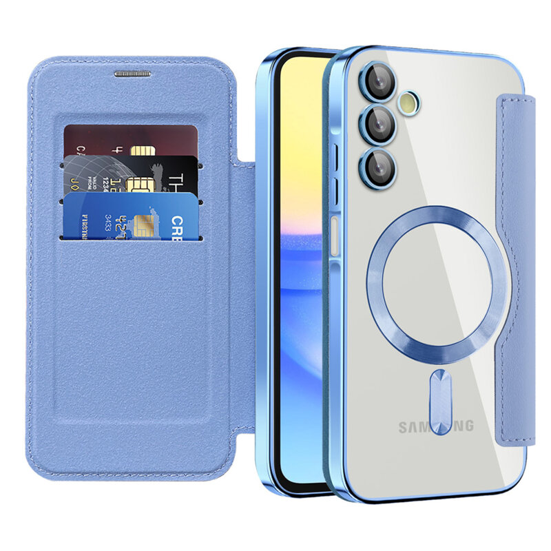 Husa Samsung Galaxy A15 5G Techsuit SmartMag Book Case, bleu