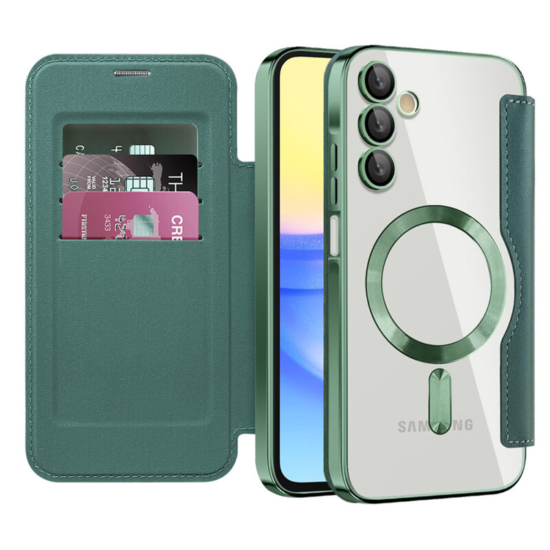 Husa Samsung Galaxy A15 5G Techsuit SmartMag Book Case, verde