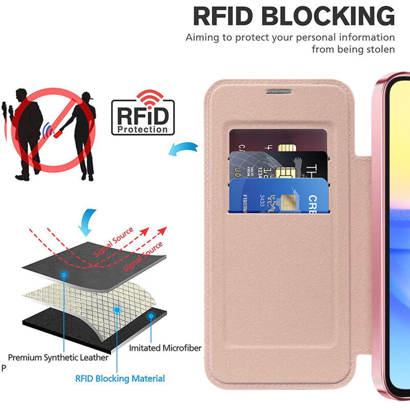 Husa Samsung Galaxy A15 4G Techsuit SmartMag Book Case, roz