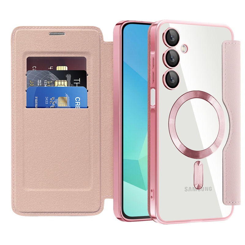 Husa Samsung Galaxy A16 5G Techsuit SmartMag Book Case, roz